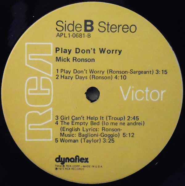 Mick Ronson - Play Don't Worry (LP, Album, Gat) (Very Good Plus (VG+)) - Image 5