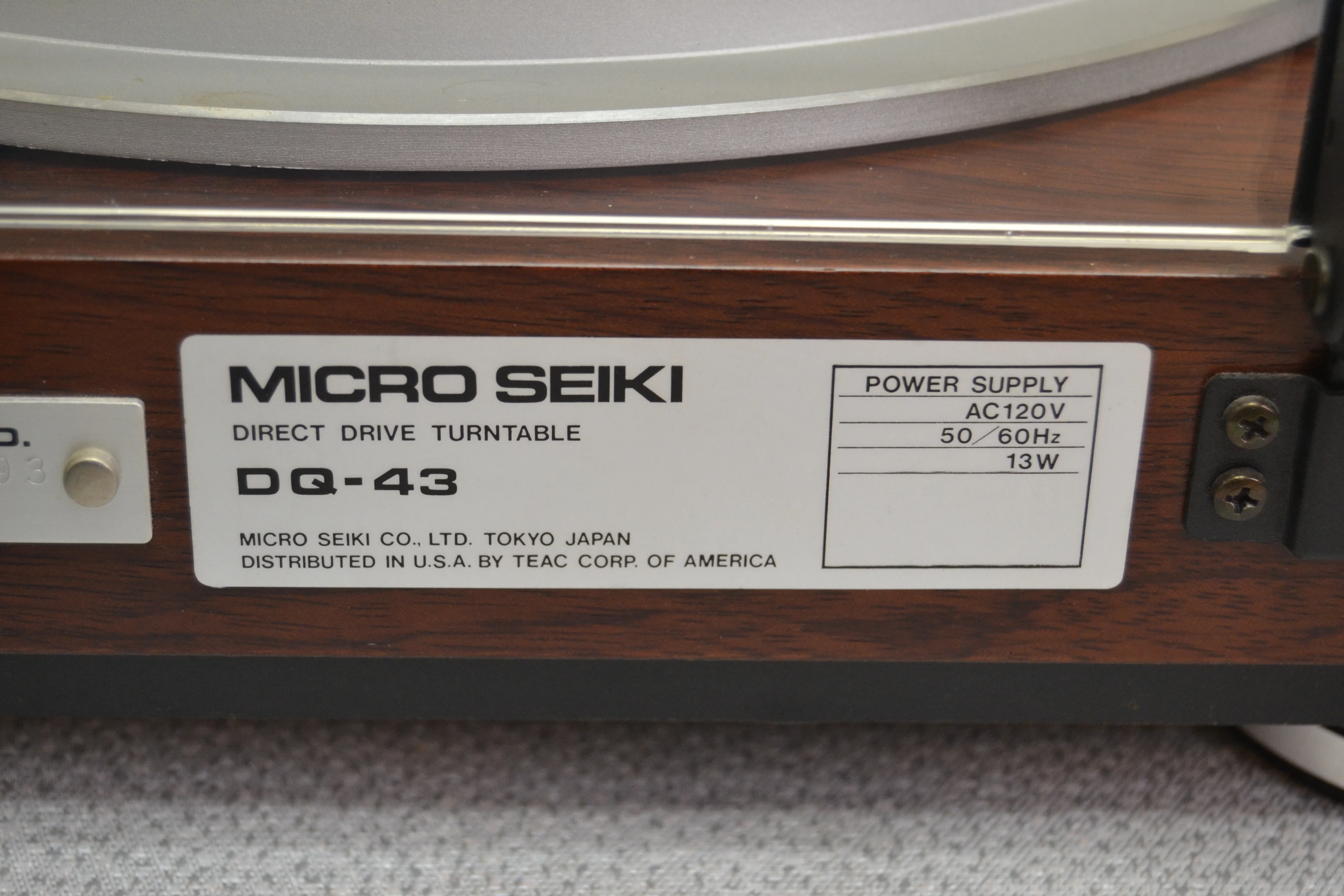 Micro Seiki DQ-43 Quartz-Locked PLL Direct-Drive Turntable - Image 15