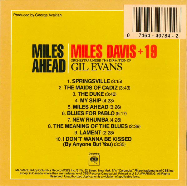 Miles Davis + 19, Gil Evans - Miles Ahead (CD, Album, RE, RM, DAD) (Near Mint (NM or M-)) - Image 2