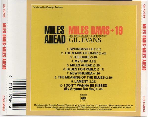 Miles Davis + 19, Gil Evans - Miles Ahead (CD, Album, RE, RM, DAD) (Near Mint (NM or M-)) - Image 4
