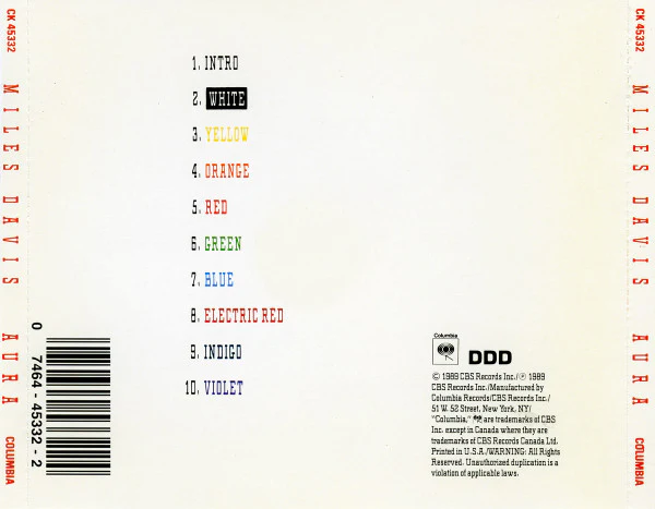 Miles Davis - Aura (CD, Album, RE) (Near Mint (NM or M-)) - Image 2