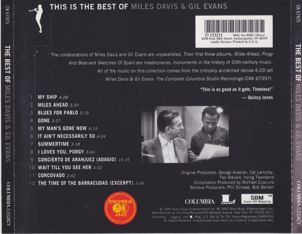 Miles Davis / Gil Evans - The Best Of Miles Davis & Gil Evans (CD, Comp, Club) (Near Mint (NM or M-)) - Image 2