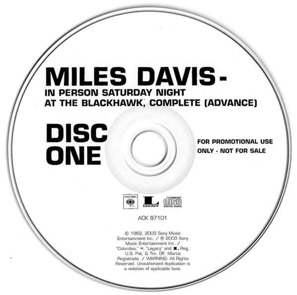 Miles Davis - In Person, Saturday Night At The Blackhawk, San Francisco, Complete (Volume II) (2xCD, Advance, Album, Promo, RM) (Near Mint (NM or M-)) - Image 3