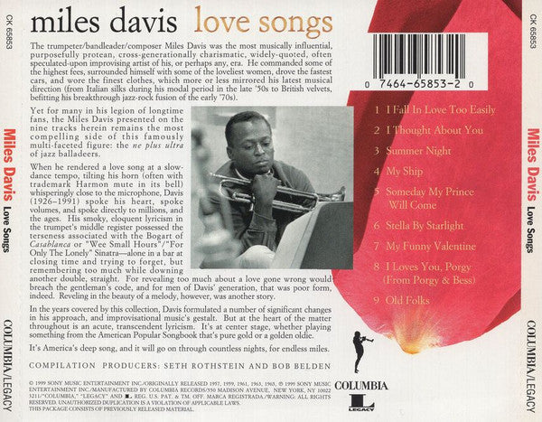 Miles Davis - Love Songs (CD, Advance, Comp) (Near Mint (NM or M-)) - Image 2