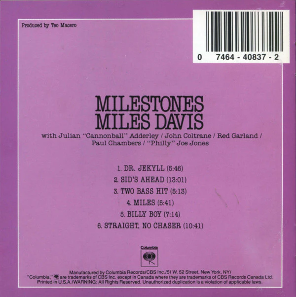 Miles Davis - Milestones (CD, Album, RE, RM) (Near Mint (NM or M-)) - Image 2