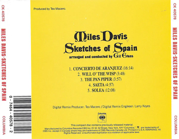 Miles Davis - Sketches Of Spain (CD, Album, RE, RM) (Very Good Plus (VG+)) - Image 2