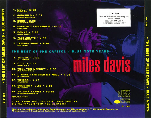 Miles Davis - The Best Of Miles Davis (CD, Comp, Club) (Very Good Plus (VG+)) - Image 2