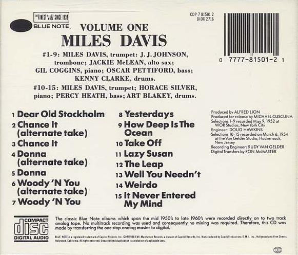 Miles Davis - Volume 1 (CD, Comp, RE, Cap) (Near Mint (NM or M-)) - Image 2