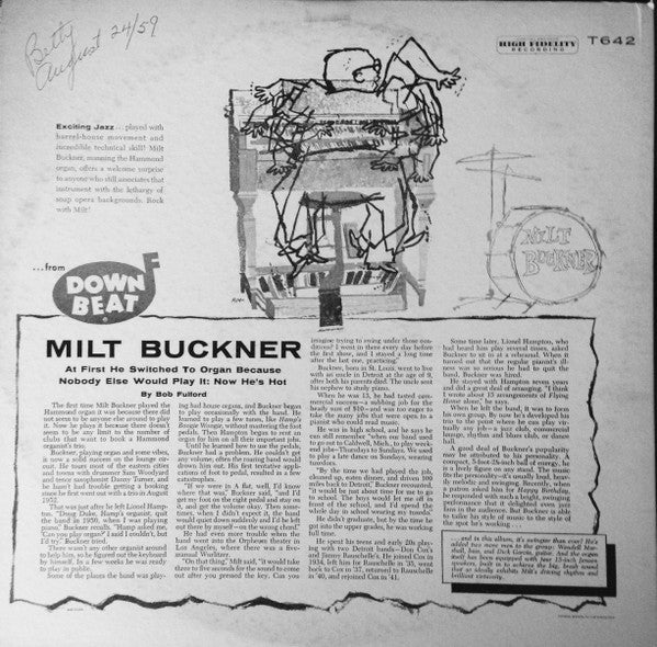 Milt Buckner - Rockin' With Milt (LP, Mono) (Good (G)) - Image 2