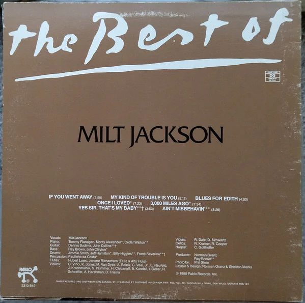 Milt Jackson - The Best Of Milt Jackson (LP, Comp) (Very Good Plus (VG+)) - Image 2