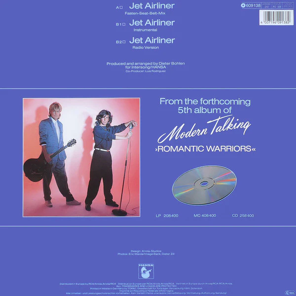 Modern Talking - Jet Airliner (Fasten-Seat-Belt-Mix) (12", Maxi) (Very Good Plus (VG+)) - Image 2