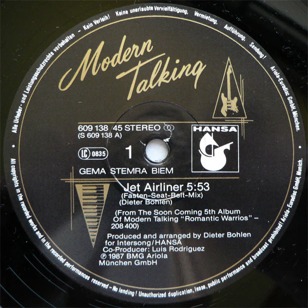 Modern Talking - Jet Airliner (Fasten-Seat-Belt-Mix) (12", Maxi) (Very Good Plus (VG+)) - Image 3