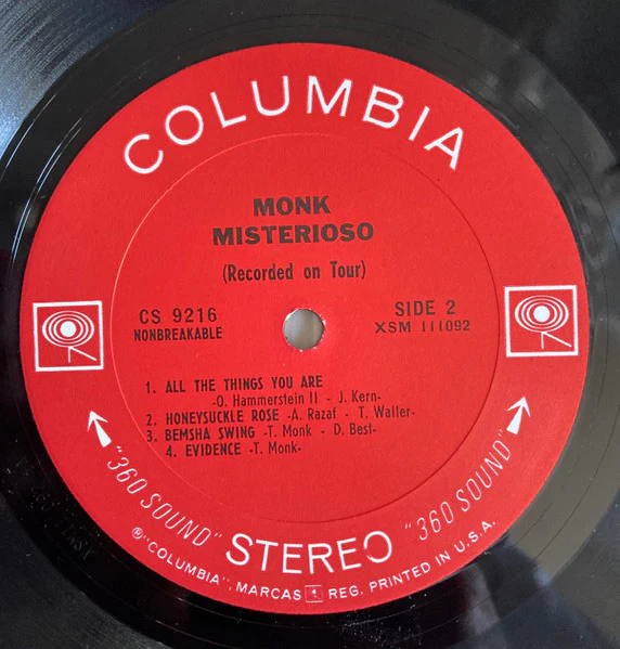 Thelonious Monk - Misterioso (Recorded On Tour) (LP, Album) (Very Good Plus (VG+)) - Image 5