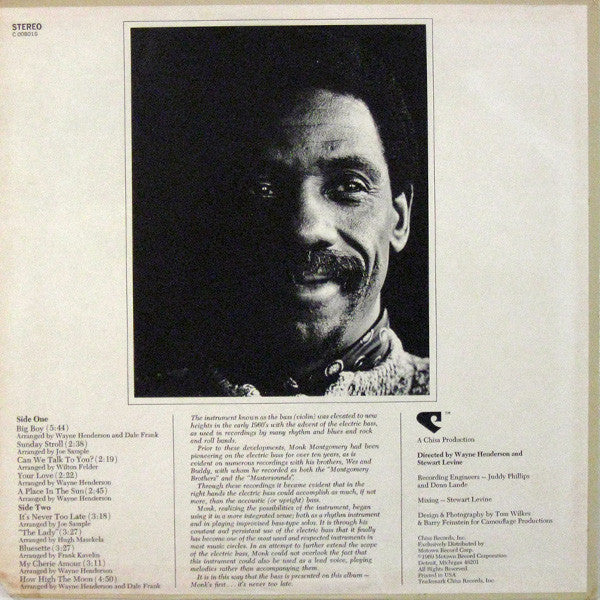 Monk Montgomery - It's Never Too Late (LP, Album) (Very Good Plus (VG+)) - Image 2