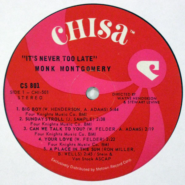 Monk Montgomery - It's Never Too Late (LP, Album) (Very Good Plus (VG+)) - Image 3