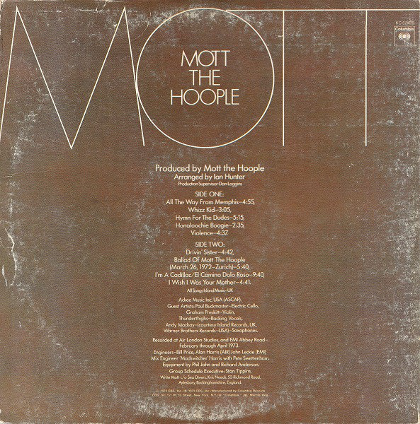 Mott The Hoople - Mott (LP, Album, Pit) (Very Good Plus (VG+)) - Image 4