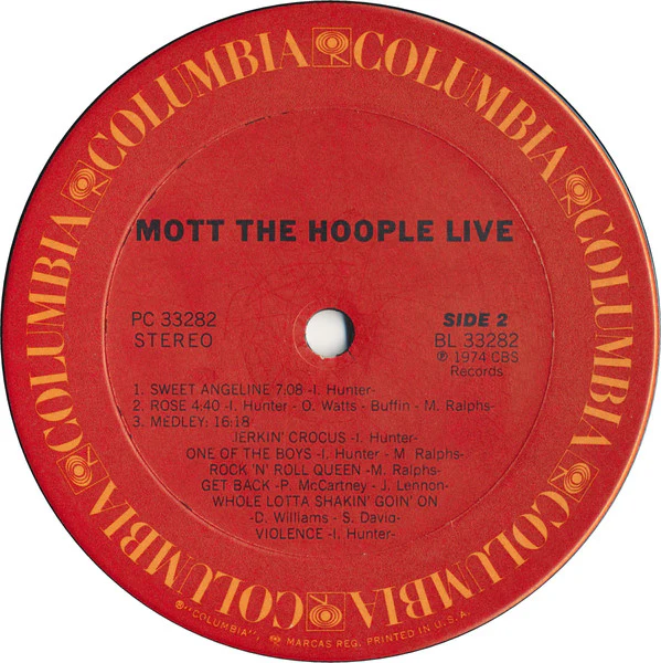 Mott The Hoople - Mott The Hoople Live (LP, Album, Ter) (Very Good (VG)) - Image 4