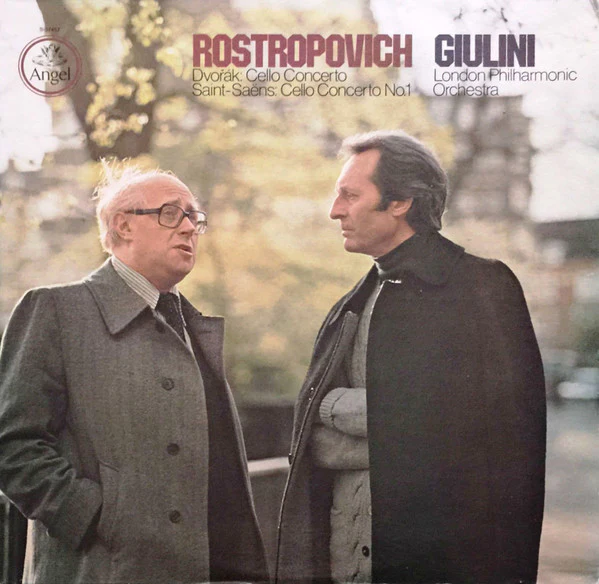 Mstislav Rostropovich, Carlo Maria Giulini, AntonÃn Dvořák, Camille Saint-Saëns, London Philharmonic Orchestra - Cello Concerto / Cello Concerto No.1 (LP, Album, Quad) (Very Good Plus (VG+))