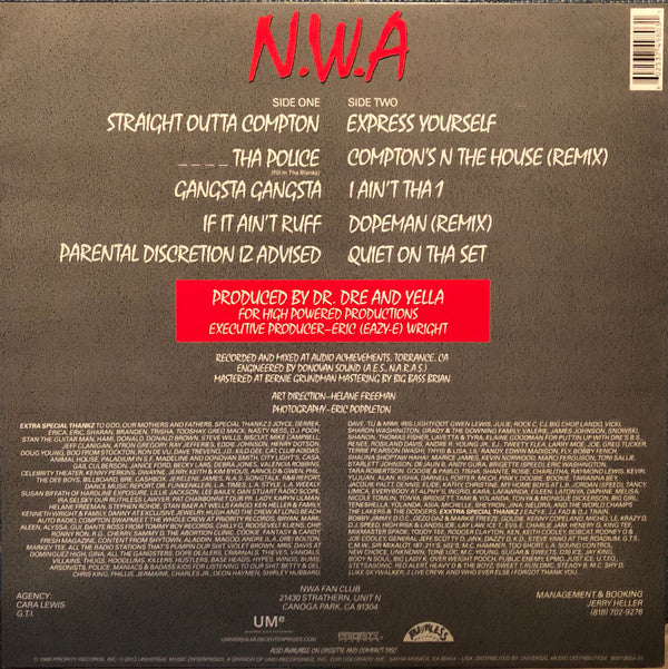 N.W.A. - Straight Outta Compton (LP, Album, RE) (Very Good Plus (VG+)) - Image 2