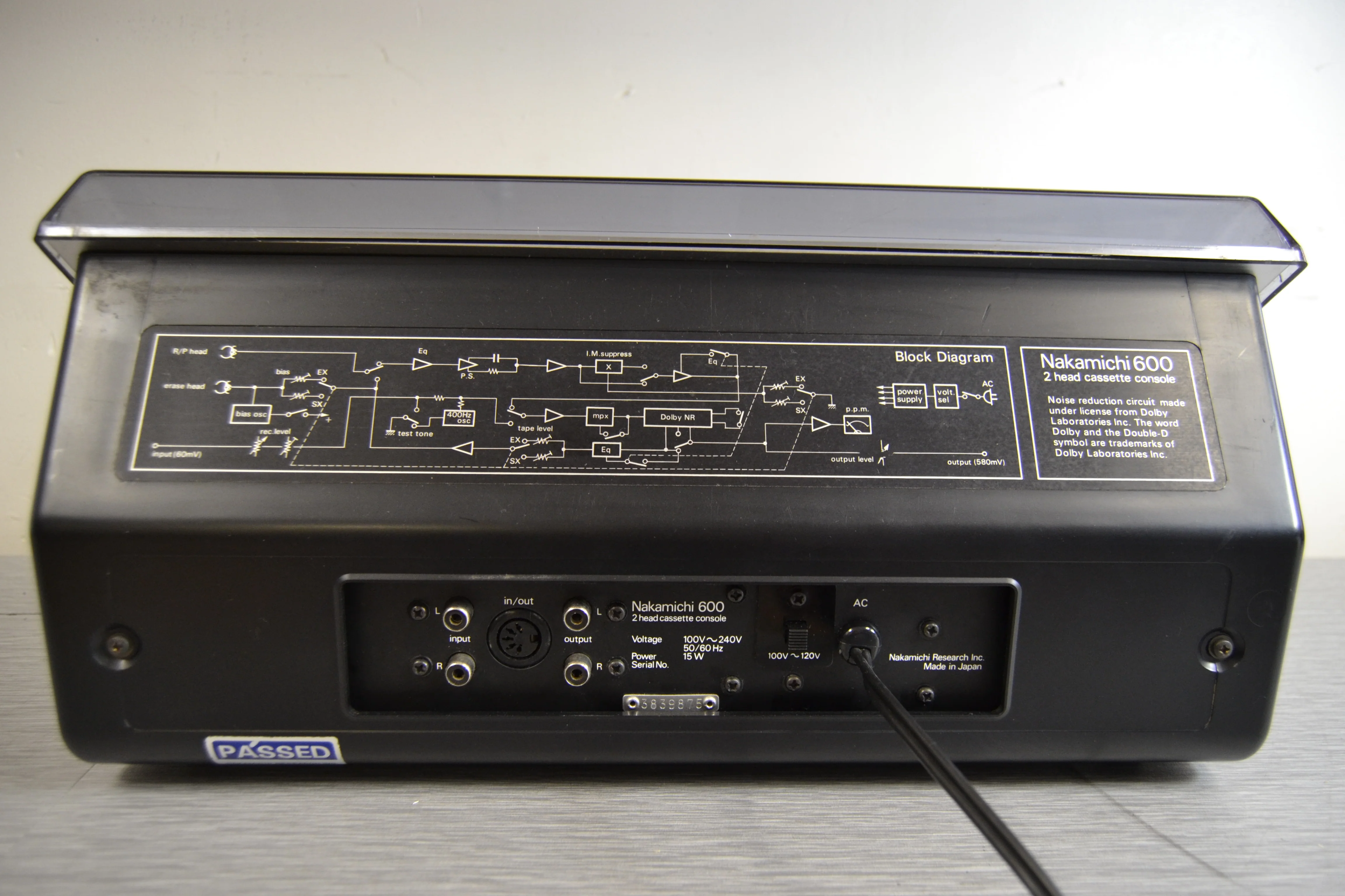 Nakamichi 600 Cassette Deck * Nakamichi Dust Cover * New Belts - Image 19