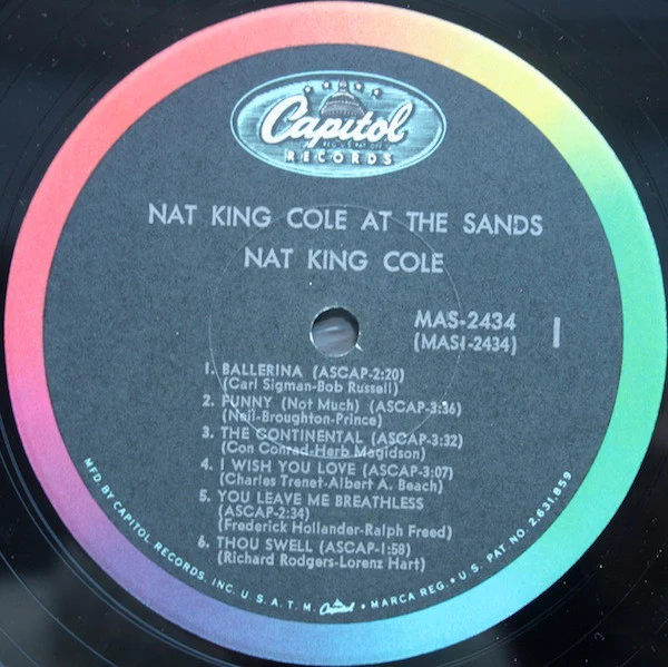 Nat King Cole - At The Sands (LP, Album, Mono, Gat) (Very Good Plus (VG+)) - Image 2