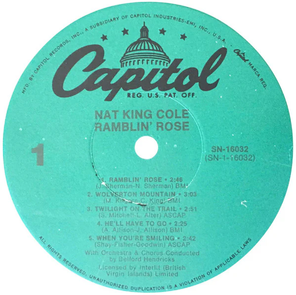 Nat King Cole - Ramblin' Rose (LP, Album, RE, Gre) (Very Good Plus (VG+)) - Image 3