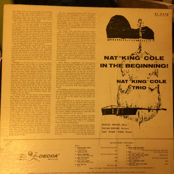 The Nat King Cole Trio - In The Beginning (LP, Album, Comp, Mono) (Very Good Plus (VG+)) - Image 2