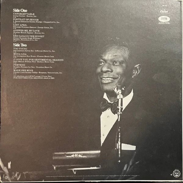 Nat King Cole - Unforgettable (LP, Album, RE) (Very Good (VG)) - Image 2