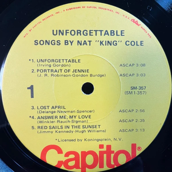 Nat King Cole - Unforgettable (LP, Album, RE) (Very Good (VG)) - Image 3