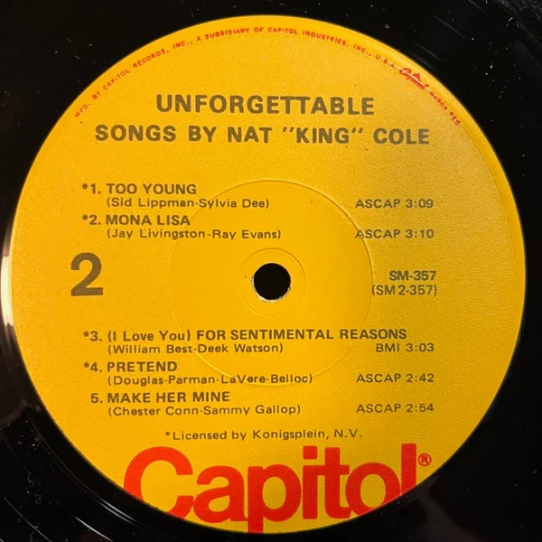 Nat King Cole - Unforgettable (LP, Album, RE) (Very Good (VG)) - Image 4