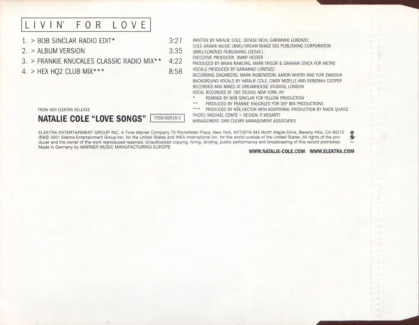Natalie Cole - Livin' For Love (CD, Single) (Very Good Plus (VG+)) - Image 3
