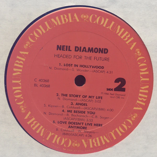Neil Diamond - Headed For The Future (LP, Album, Car) (Near Mint (NM or M-)) - Image 4