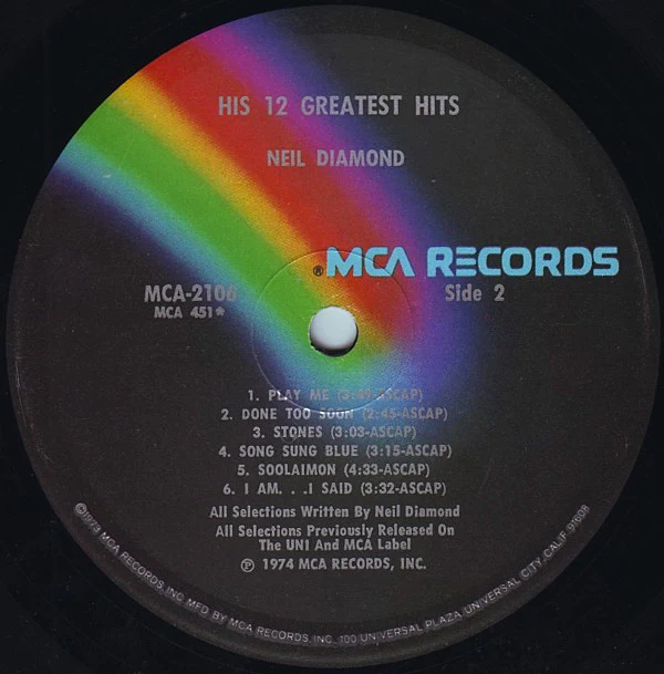 Neil Diamond - His 12 Greatest Hits (LP, Comp, Glo) (Good Plus (G+)) - Image 4