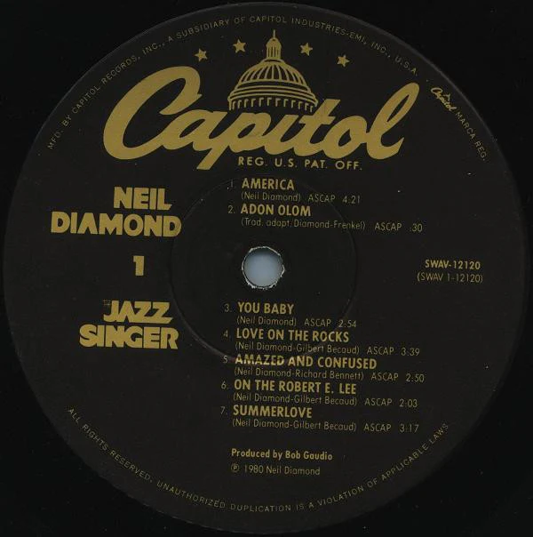 Neil Diamond - The Jazz Singer (Original Songs From The Motion Picture) (LP, Album, Win) (Very Good Plus (VG+)) - Image 3