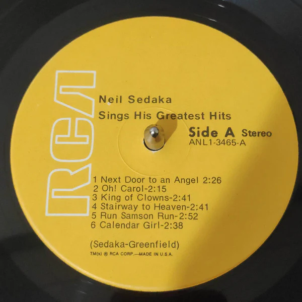 Neil Sedaka - Neil Sedaka Sings His Greatest Hits (LP, Comp, RE) (Mint (M)) - Image 3
