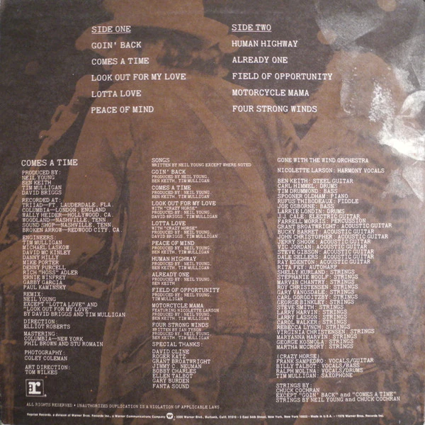 Neil Young - Comes A Time (LP, Album, RP, Win) (Near Mint (NM or M-)) - Image 2