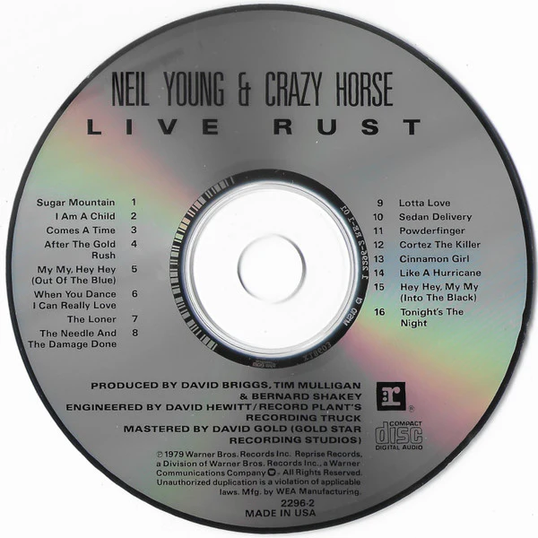 Neil Young & Crazy Horse - Live Rust (CD, Album, RE, RP, Cin) (Near Mint (NM or M-)) - Image 3