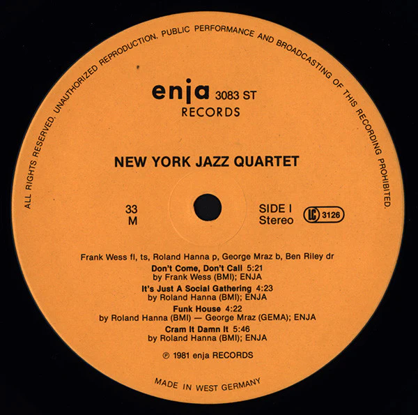 New York Jazz Quartet - Oasis (LP, Album) (Very Good Plus (VG+)) - Image 3