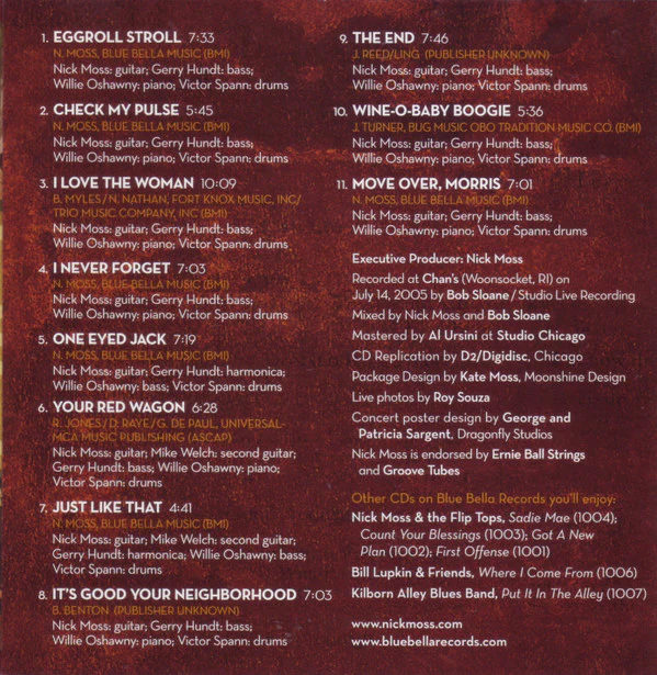 Nick Moss And The Flip Tops - Live At Chan's (CD, Album) (Near Mint (NM or M-)) - Image 4