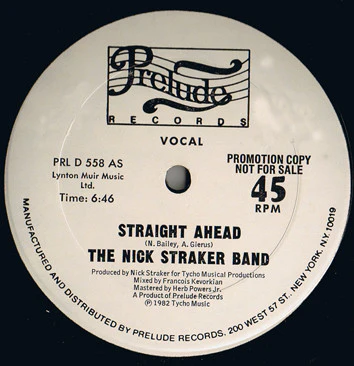 Nick Straker Band - Straight Ahead (12", Promo) (Very Good (VG))