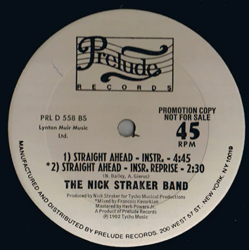 Nick Straker Band - Straight Ahead (12", Promo) (Very Good (VG)) - Image 2