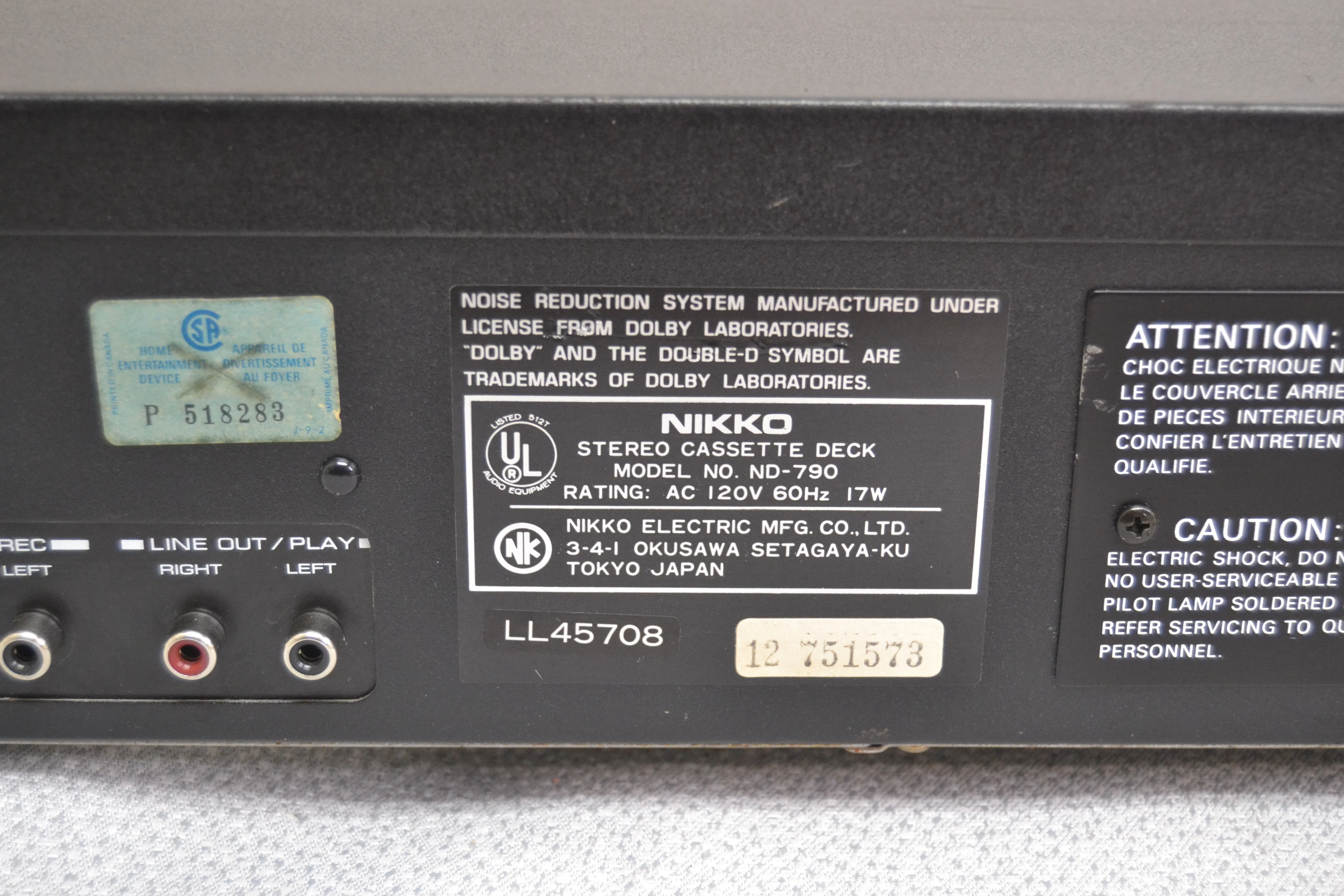 Nikko ND-790 Single Cassette Deck * Fully Serviced * New Belts - Image 13