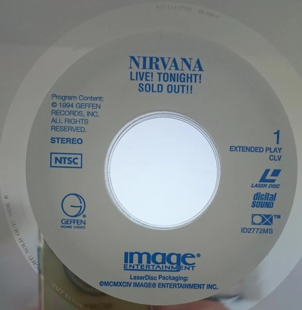 Nirvana - Live! Tonight! Sold Out!! (Laserdisc, 12", NTSC) (Mint (M)) - Image 3