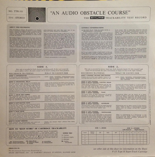 No Artist - An Audio Obstacle Course - Shure Trackability Test Record (LP, RP) (Very Good Plus (VG+)) - Image 5