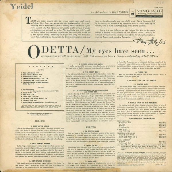 Odetta - My Eyes Have Seen (LP, Album, Mono, Roc) (Very Good Plus (VG+)) - Image 2