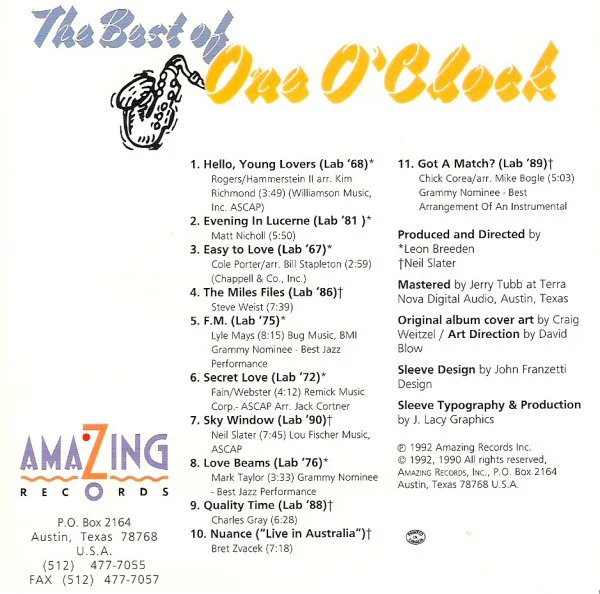 One O'Clock Lab Band* - The Best Of One O'Clock (CD, Album, Comp) (Near Mint (NM or M-)) - Image 4