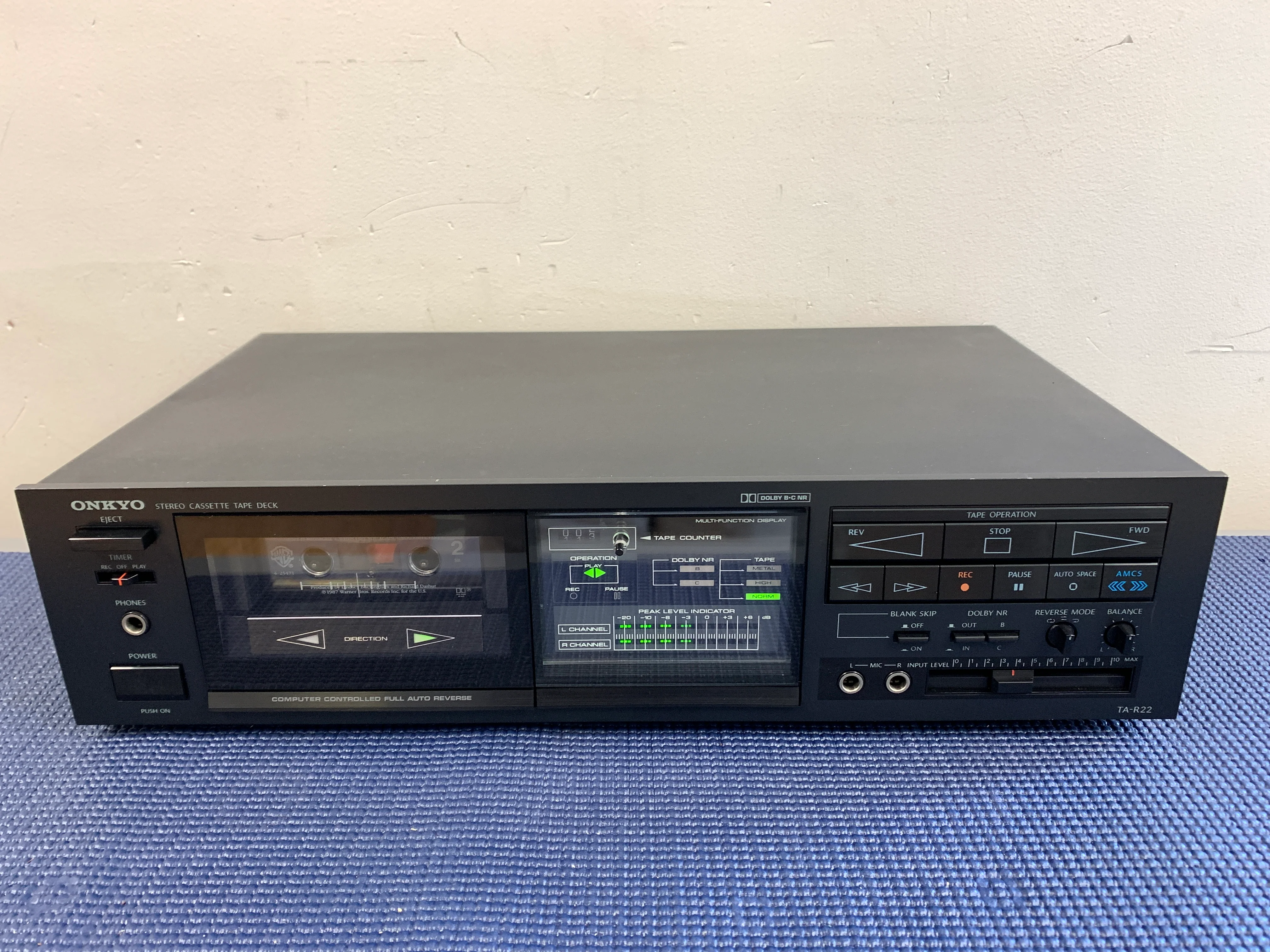 Onkyo TA-R22 Single Cassette Deck with Auto-Reverse * Serviced * New Belts