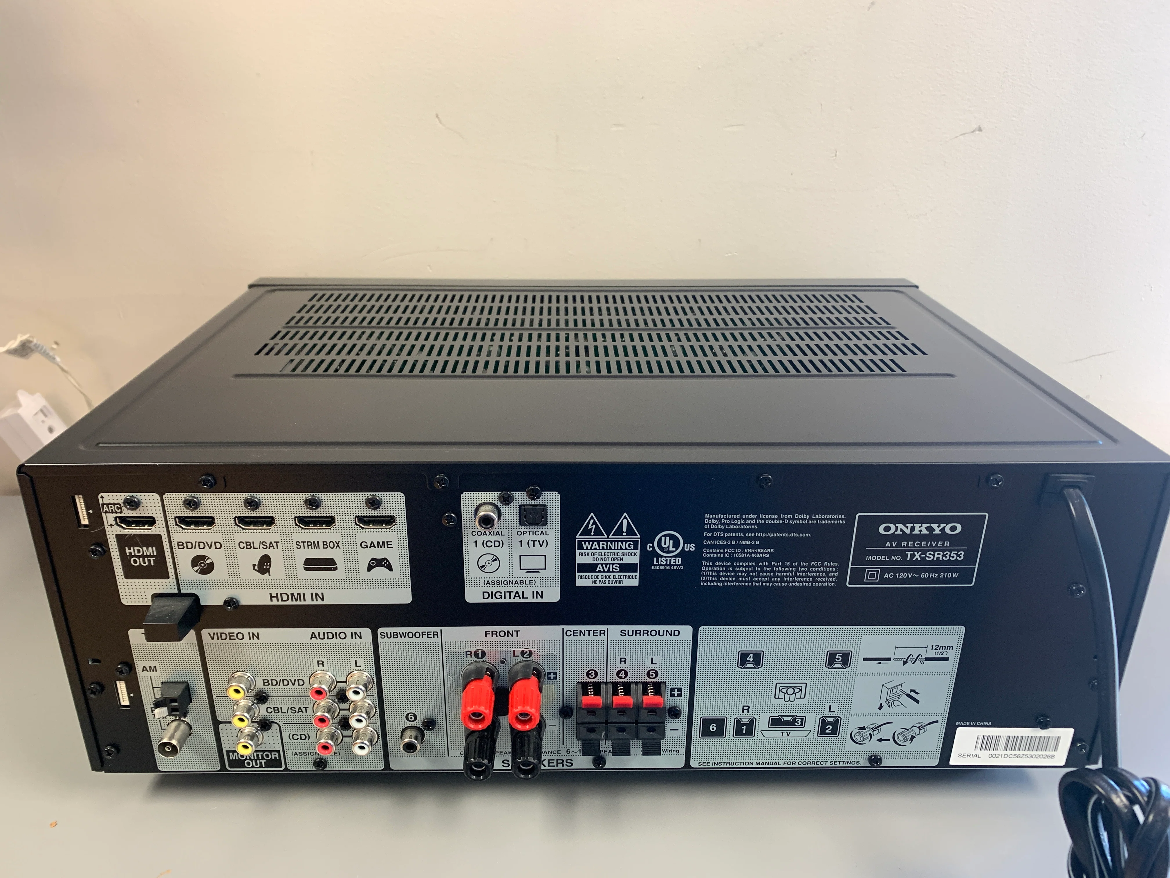 Onkyo TX-SR353 AV Receiver * remote - Image 8