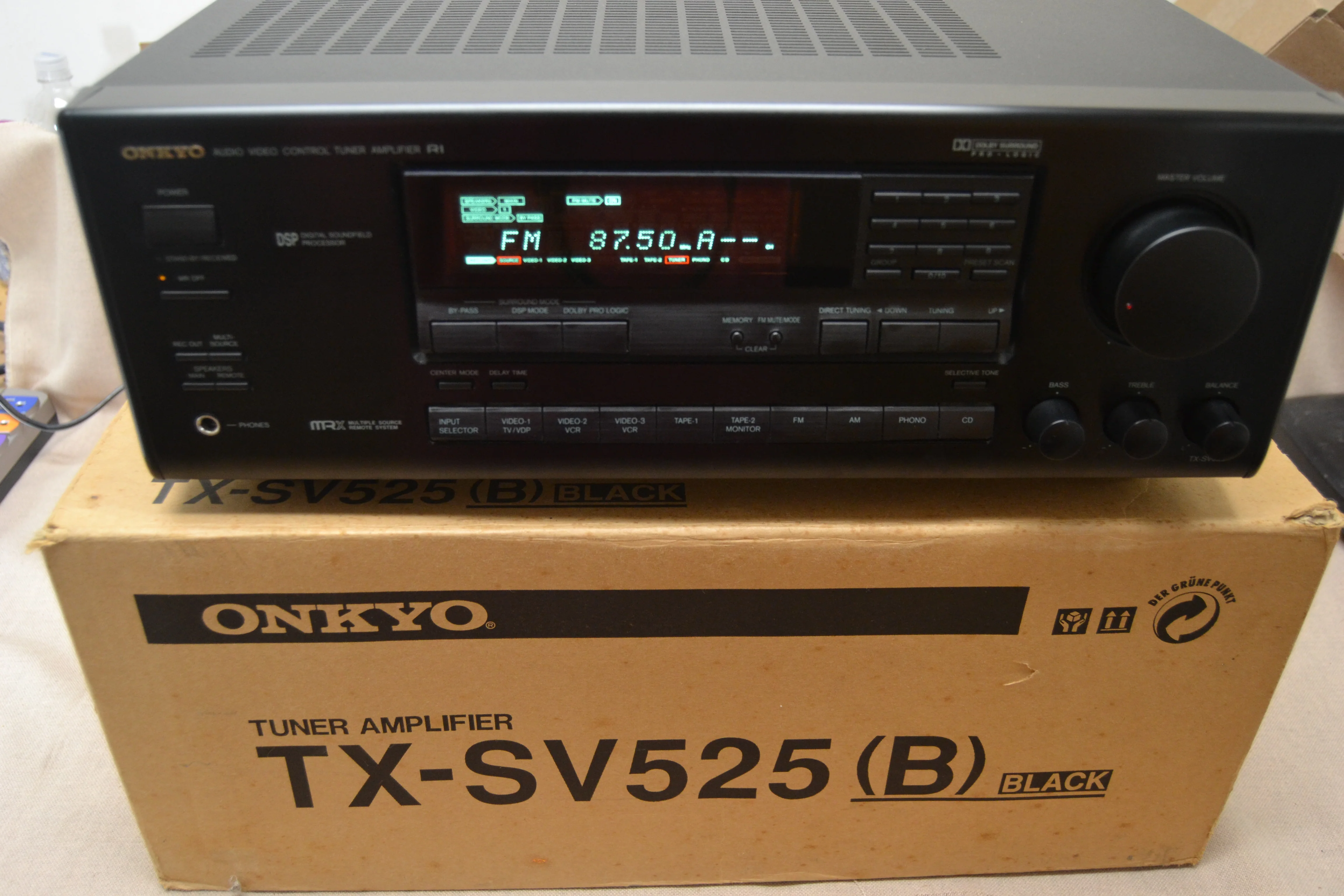 Onkyo TX-SV525  AV Control Tuner Ampliifer (1995-96) * Remote * Manual * Box