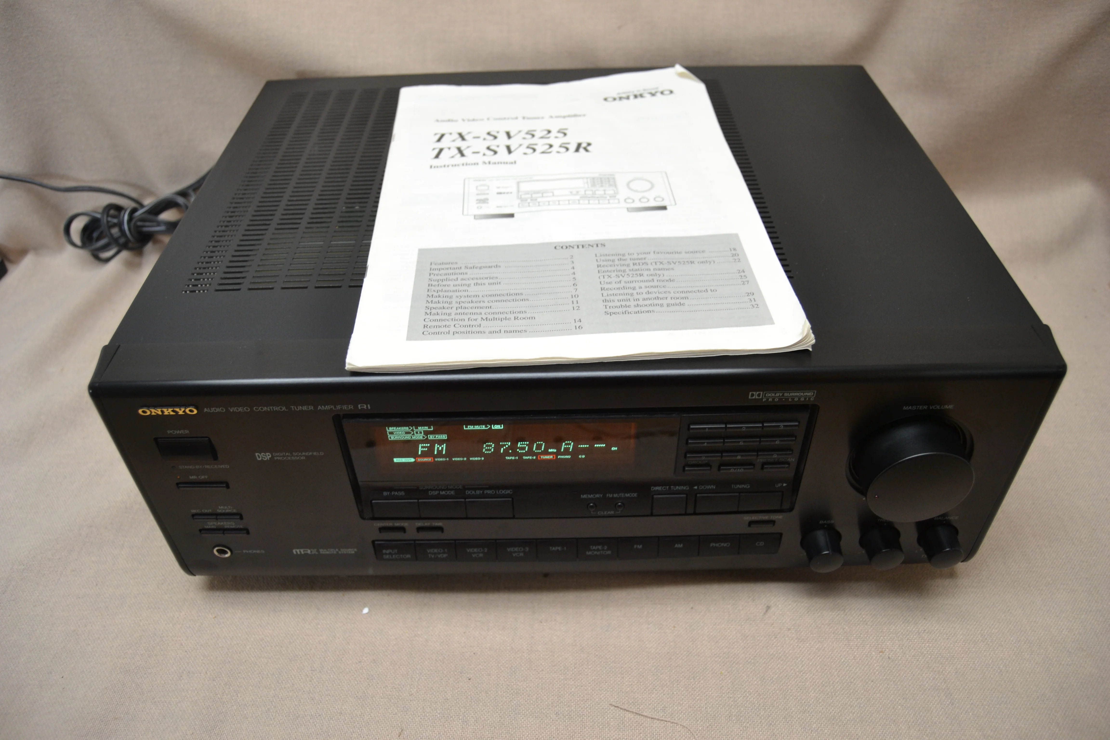Onkyo TX-SV525  AV Control Tuner Ampliifer (1995-96) * Remote * Manual * Box - Image 13